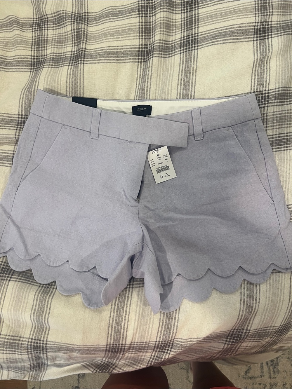 J. Crew Lilac Scallop Hem High-Rise Women's Shorts